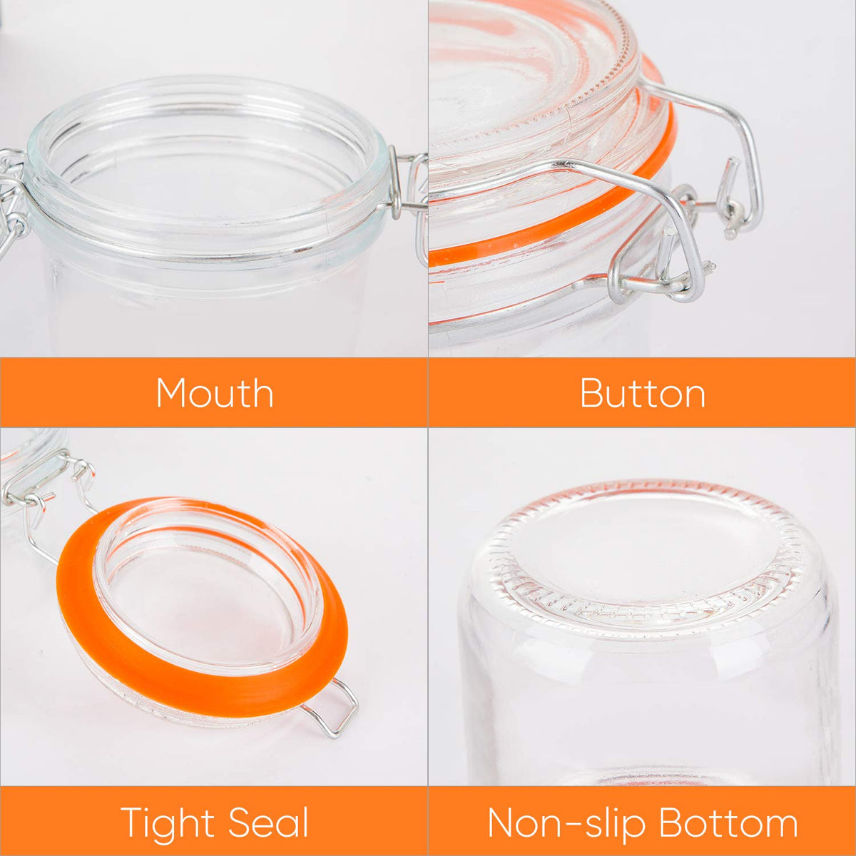16 oz Glass Airtight Storage Jars, 12 Pack Y701