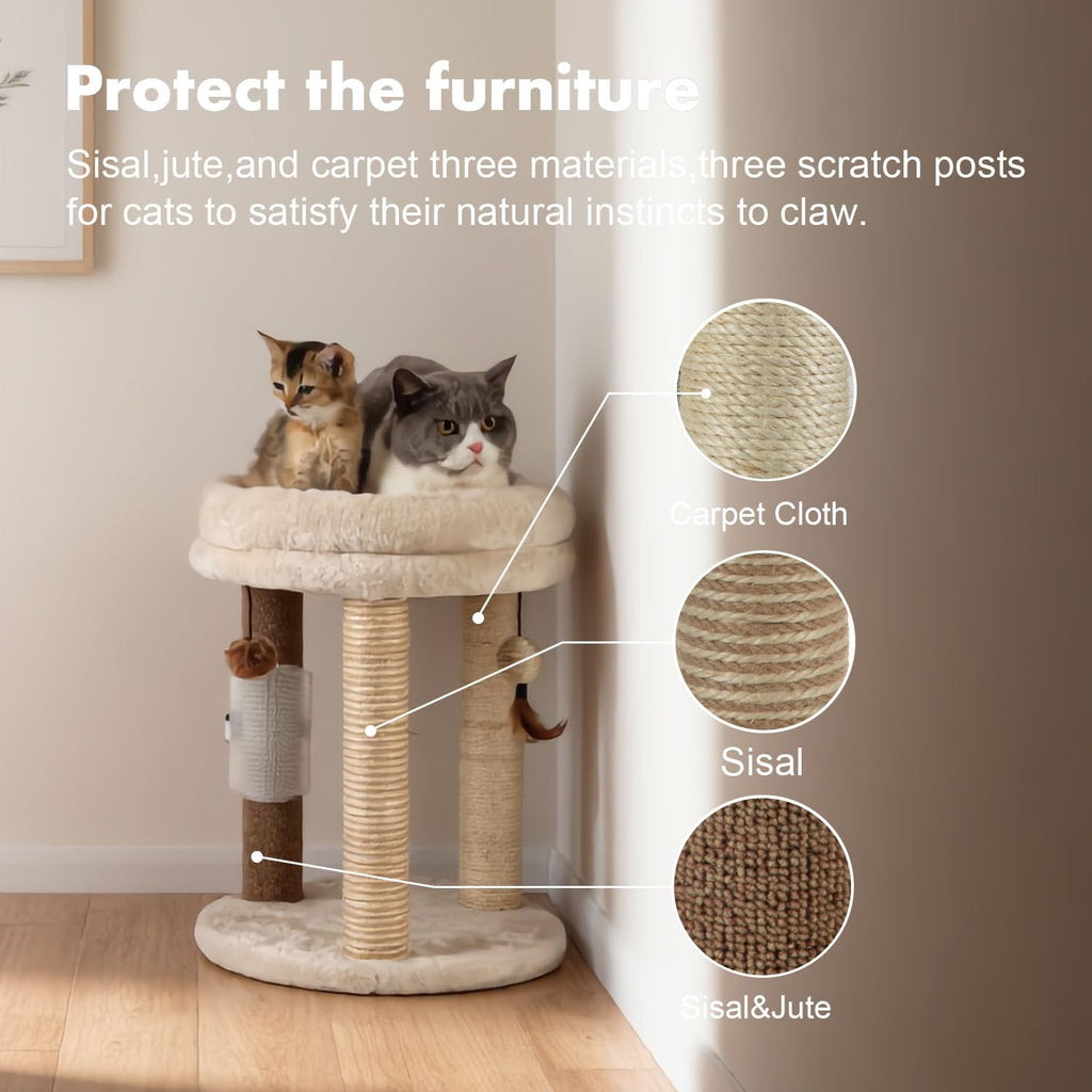Small Cat Tree with Scratching Post and Soft Bed L866849