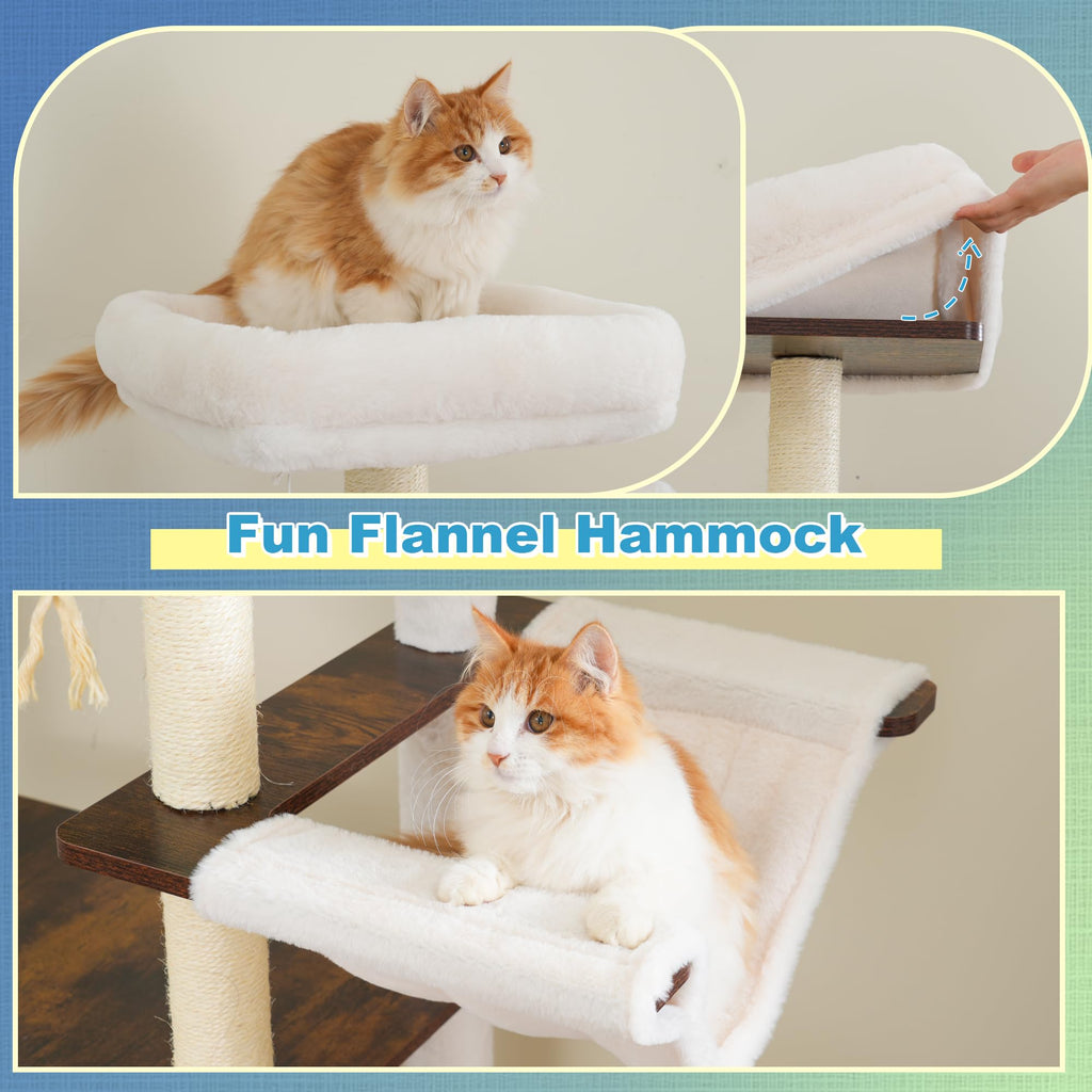 Wooden Cat Tree with Large Platforms Y8661