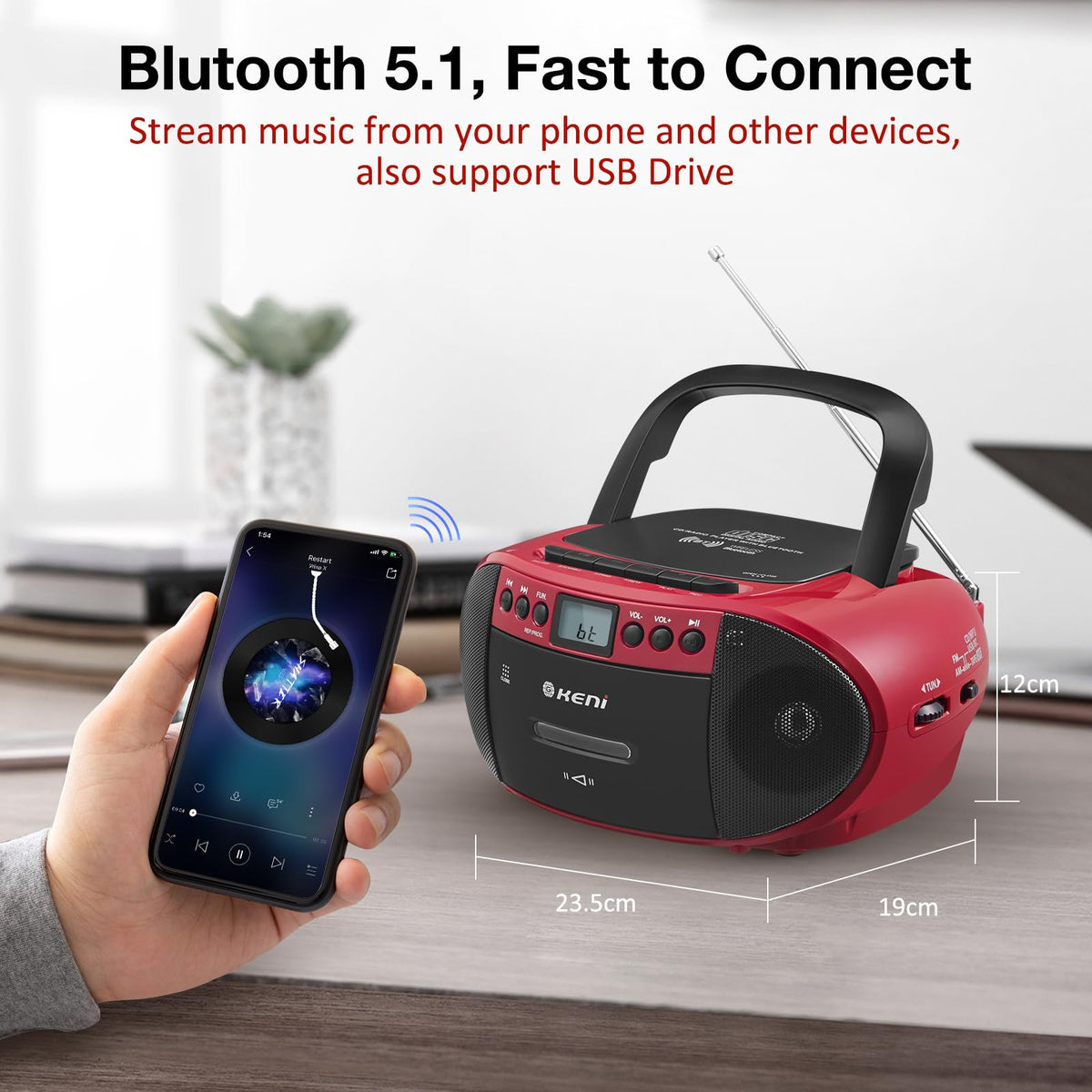 CD Cassette Player Boom Box with AM/FM Radio S663534
