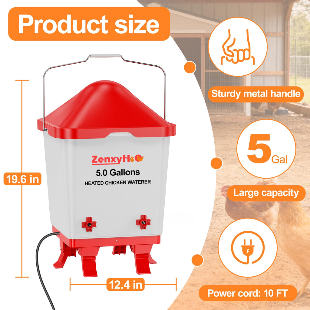 5.0 Gal Heated Chicken Waterer Bucket E6691
