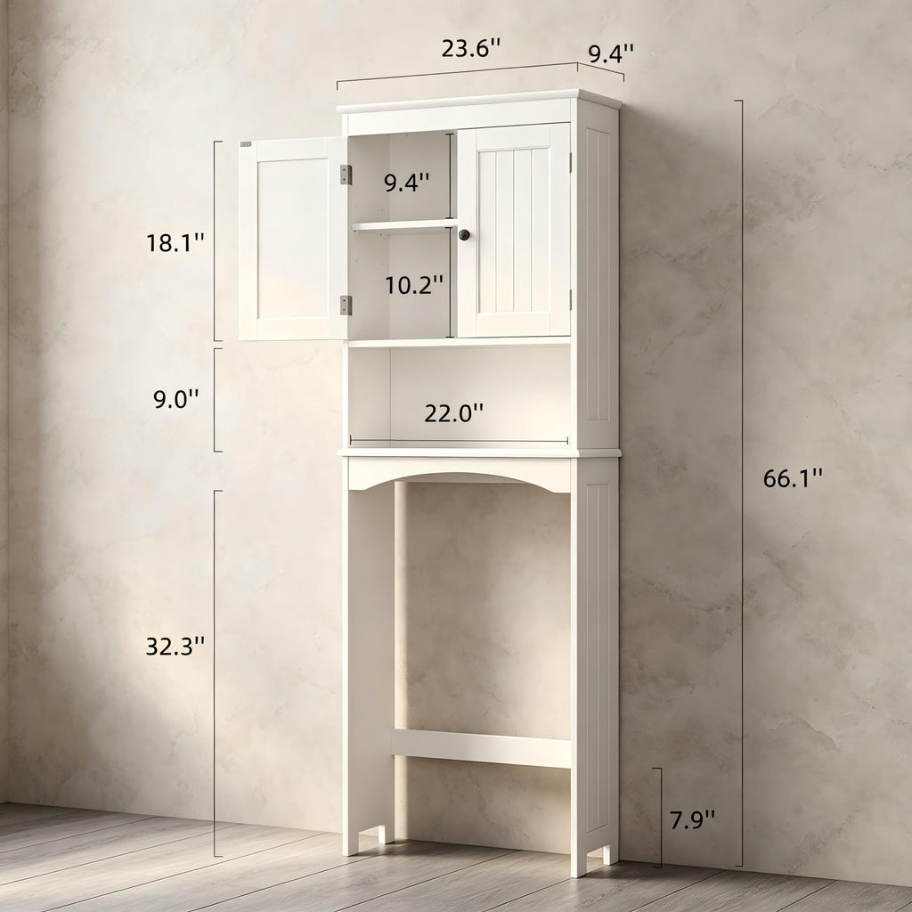 Over The Toilet Storage Cabinet with Open Shelf White Z225