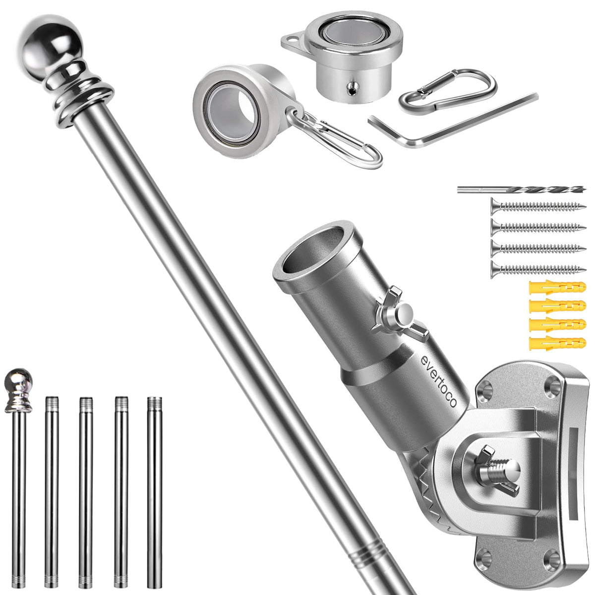 Heavy Duty Stainless Steel Flag Pole Kit A5555