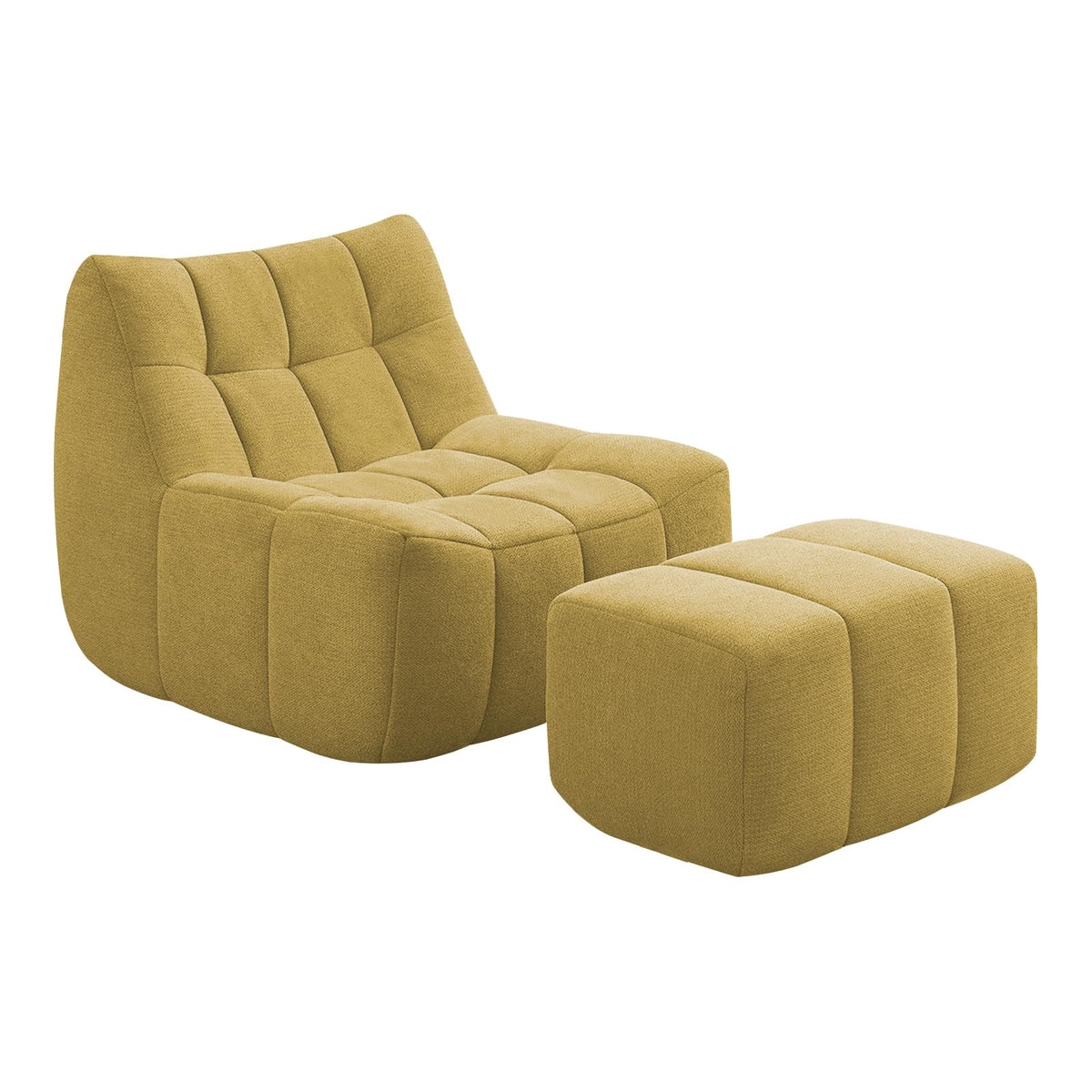 Yellow Memory Foam Bean Bag Chair with Ottoman Q104703