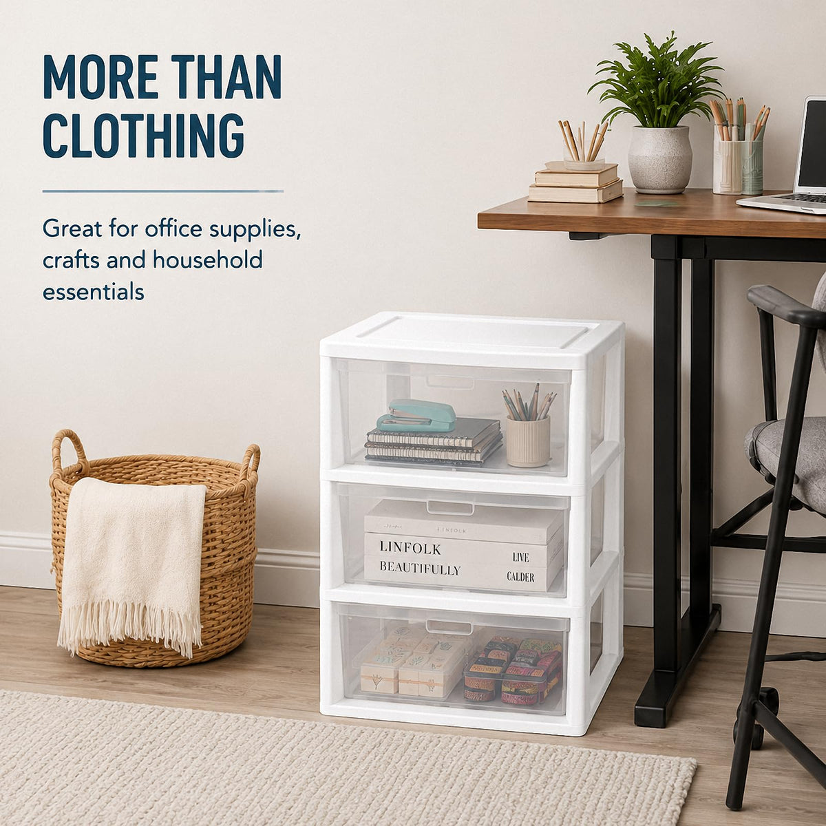 3 Drawer Clear Plastic Storage Organizer O58507