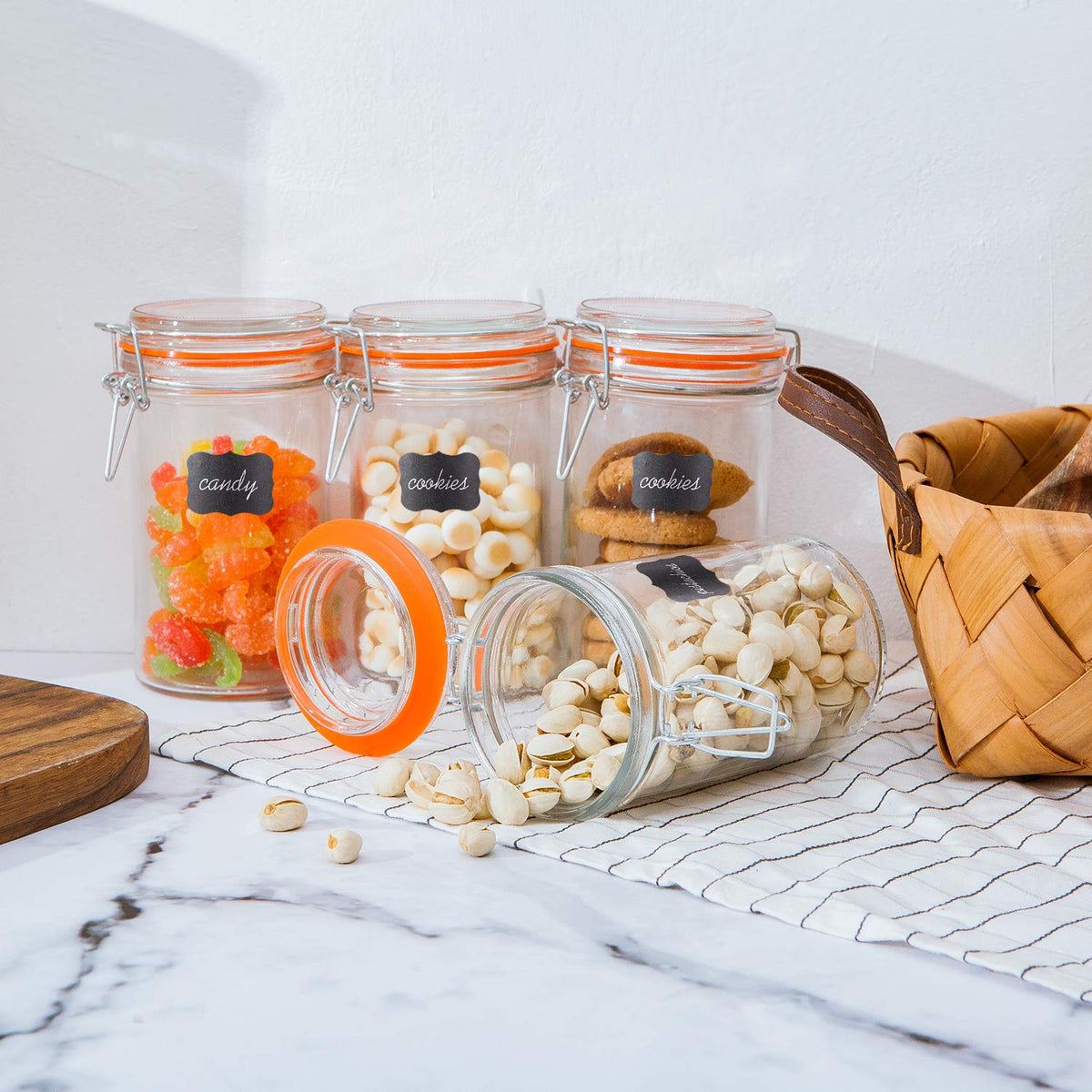 16 oz Glass Airtight Storage Jars, 12 Pack Y701