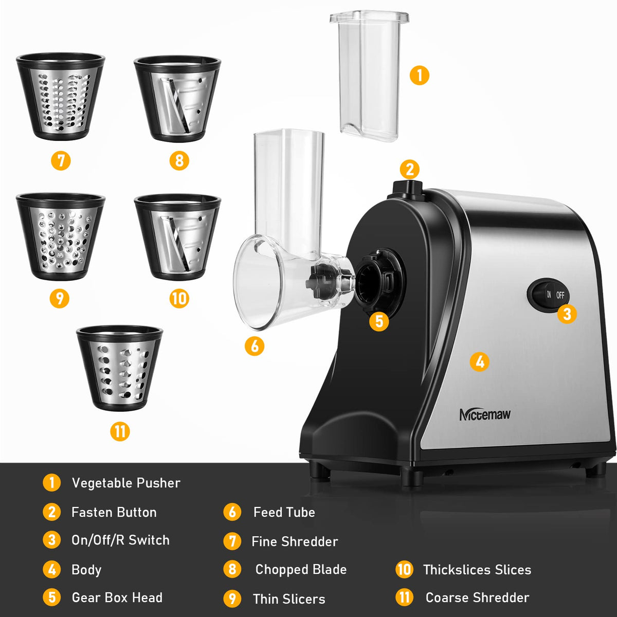 Electric Vegetable Cutter 500 W with 5 Cutting Drums L812