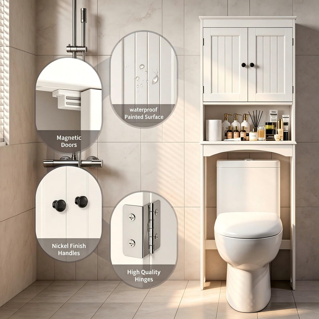 Over The Toilet Storage Cabinet with Open Shelf White Z225