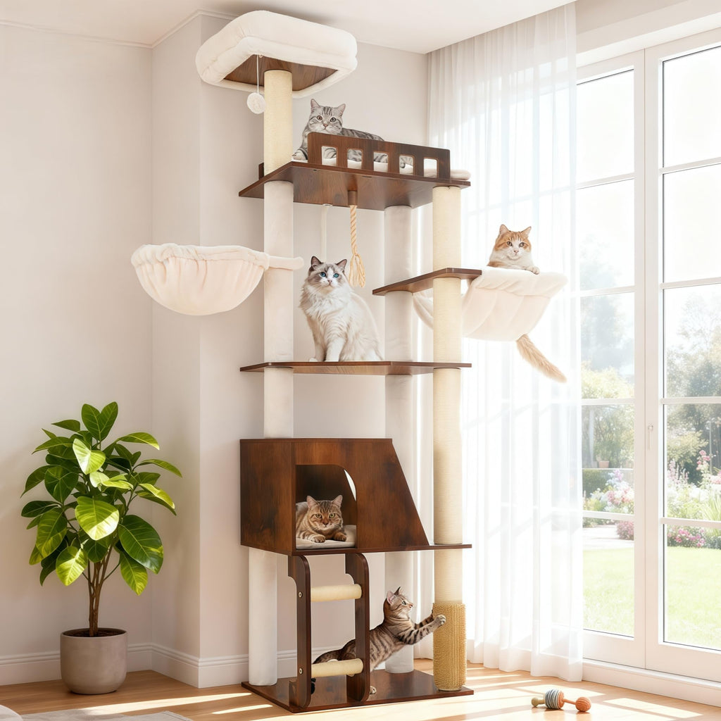 Wooden Cat Tree with Large Platforms Y8661