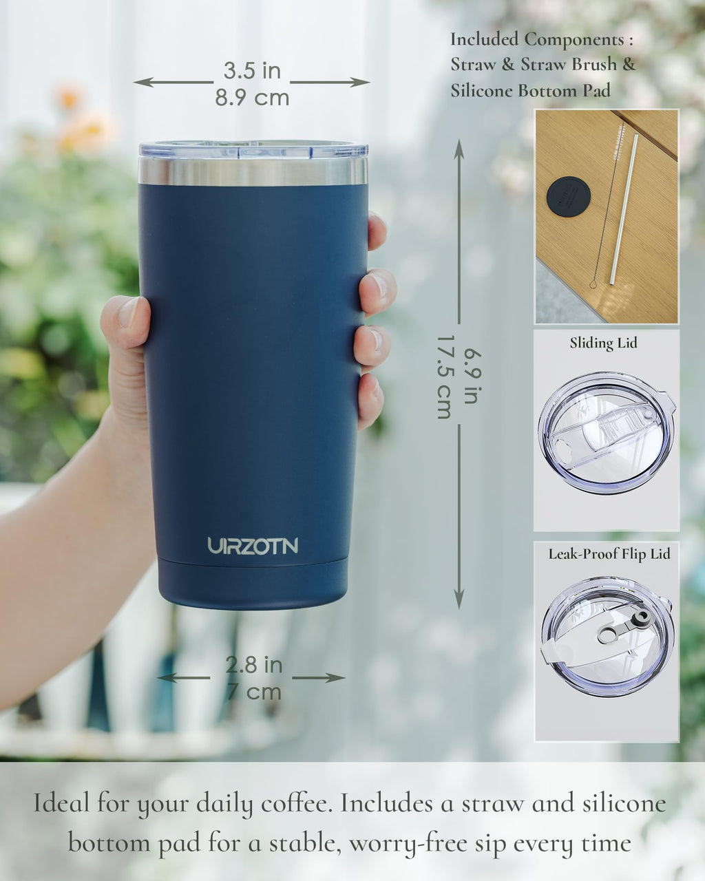 20oz Stainless Steel Insulated Travel Coffee Tumbler with Straw L50745