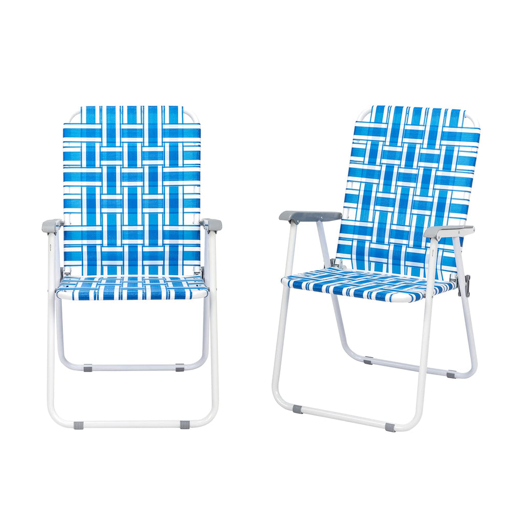 Set of 2 Blue & White Webbed Folding Chairs D6693