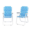 Set of 2 Blue & White Webbed Folding Chairs D6693