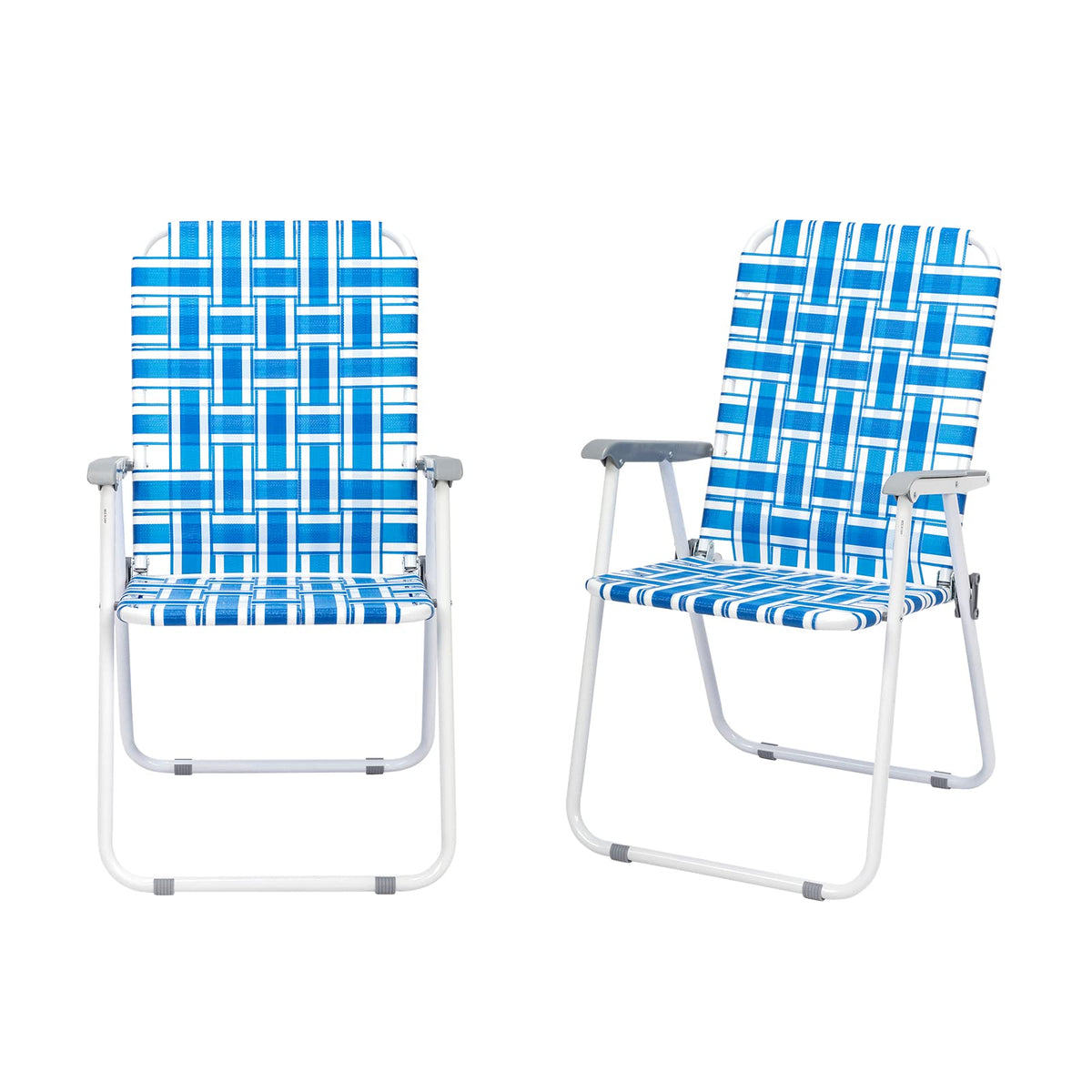 Set of 2 Blue & White Webbed Folding Chairs D6693