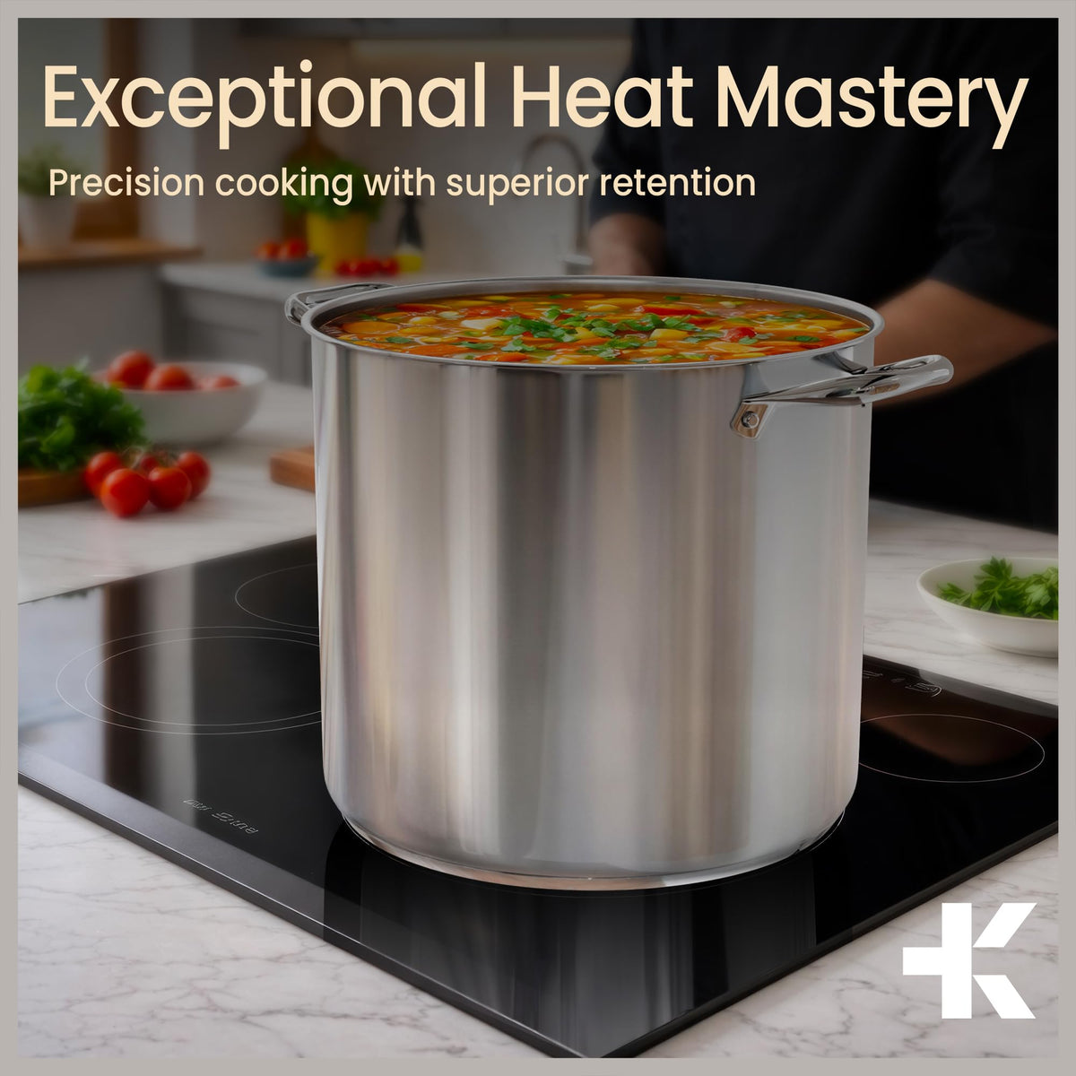 16 Quart Stainless Steel Stockpot with Tempered Glass Lid K7384