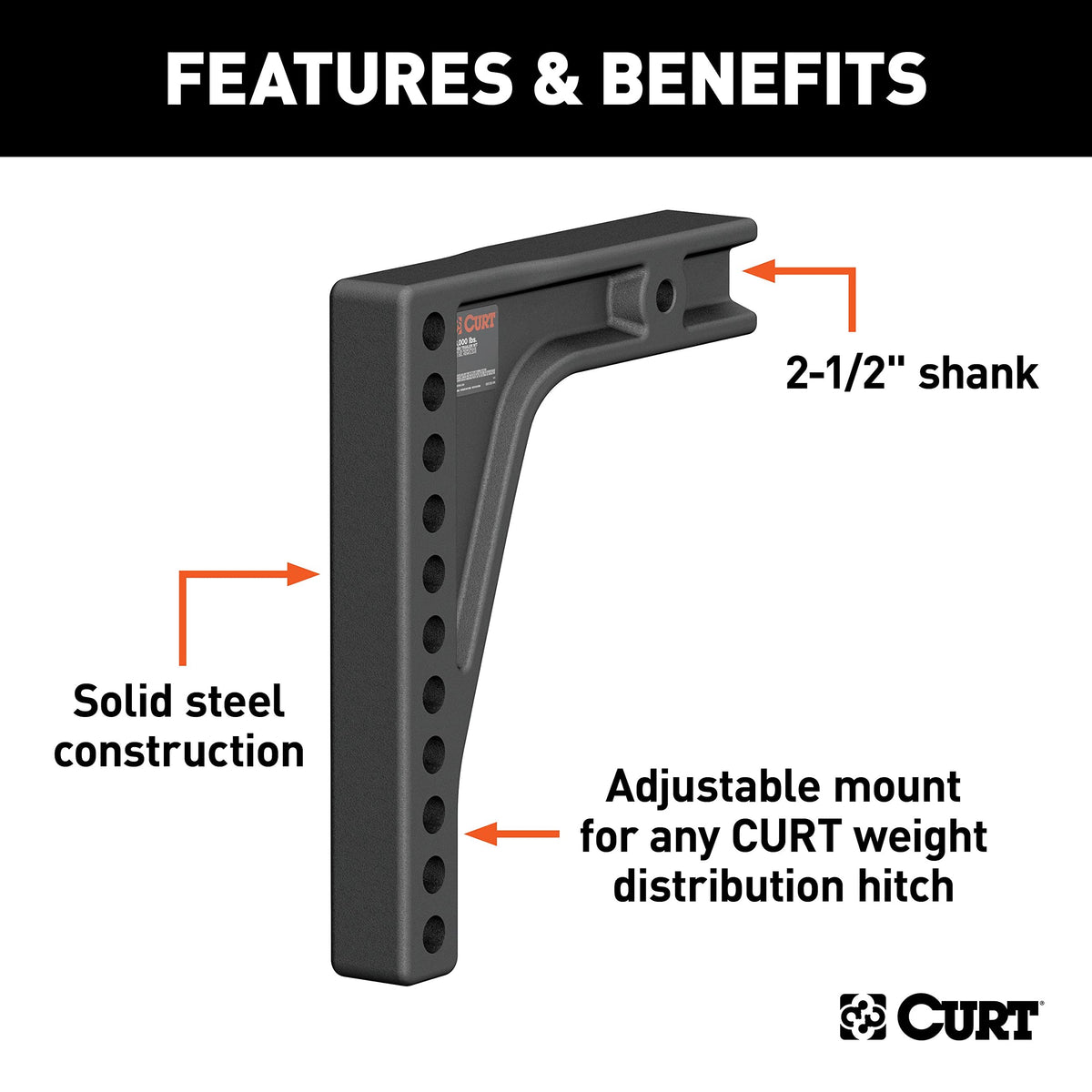 Weight Distribution Hitch Replacement Shank 2-1/2" Receiver 8" Drop G182