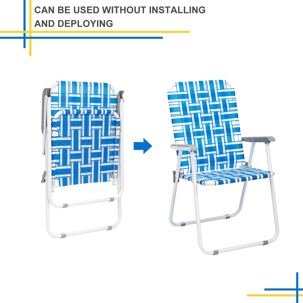 Set of 2 Blue & White Webbed Folding Chairs D6693