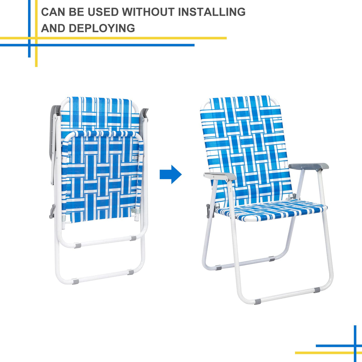 Set of 2 Blue & White Webbed Folding Chairs D6693