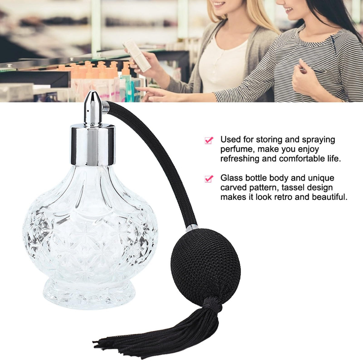 Glass Perfume Bottle Refill Spray Bottle Atomizer 80ml Q53470