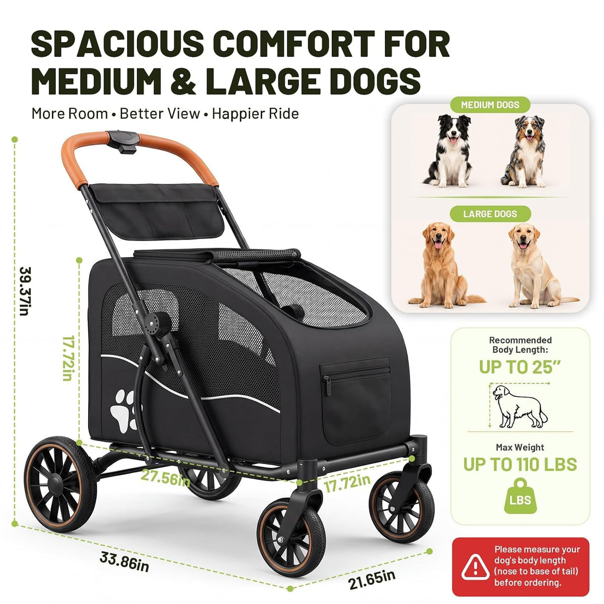 Foldable Dog Stroller for Large Dogs up to 110lbs I7897