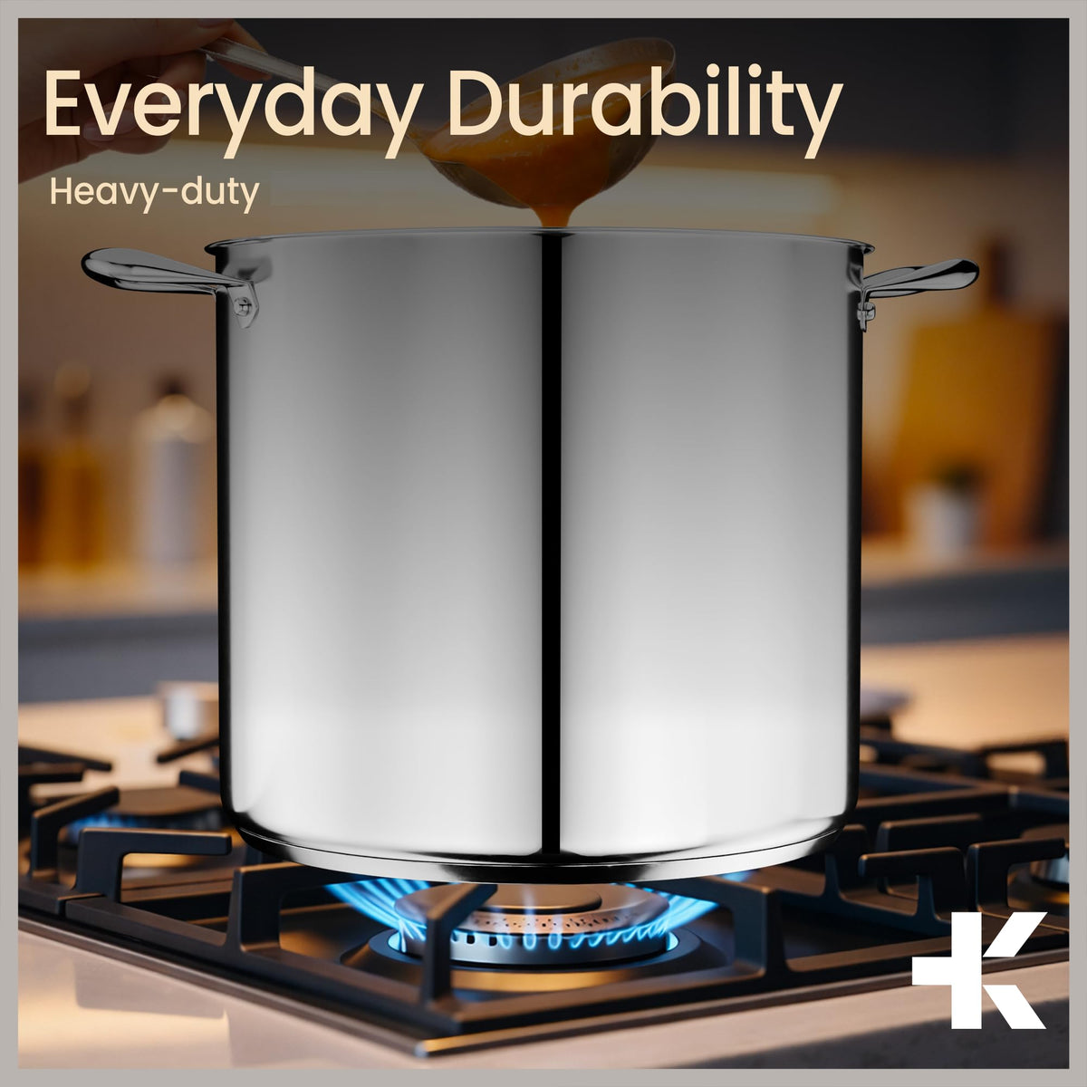 16 Quart Stainless Steel Stockpot with Tempered Glass Lid K7384