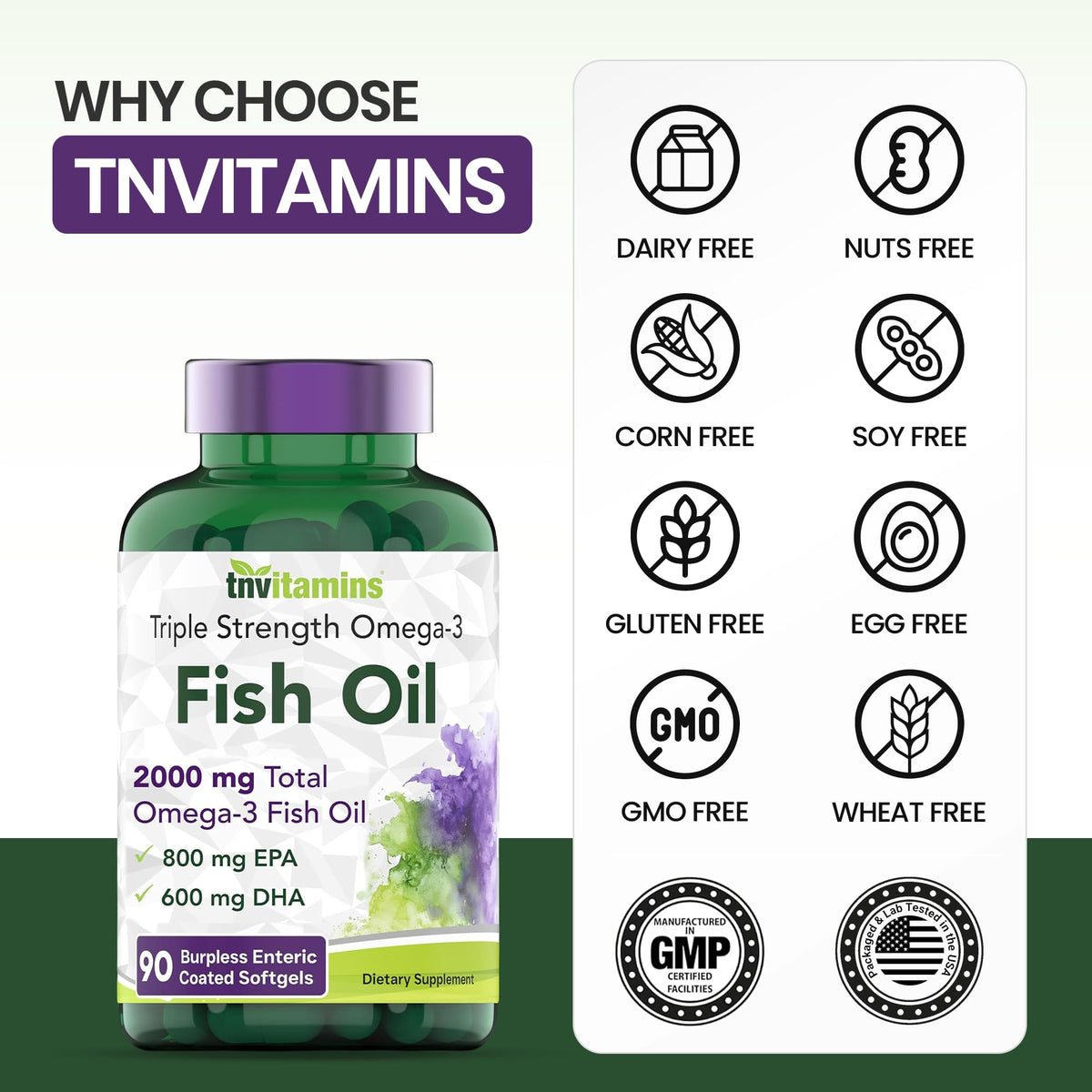 2000mg Omega-3 Fish Oil 90 Softgels K35525