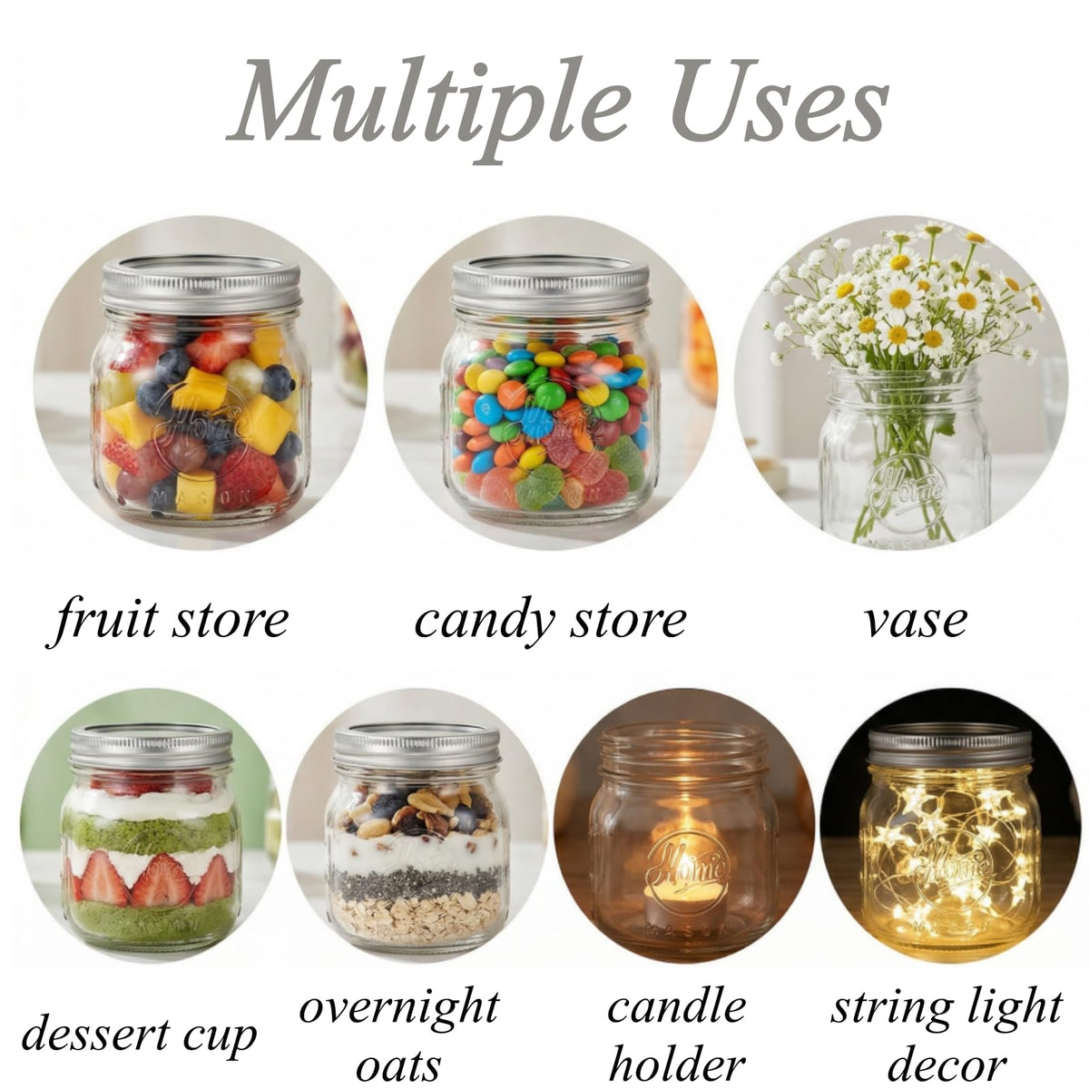 12 Pack 16Oz Wide Mouth Glass Mason Jars with Airtight Lids F704