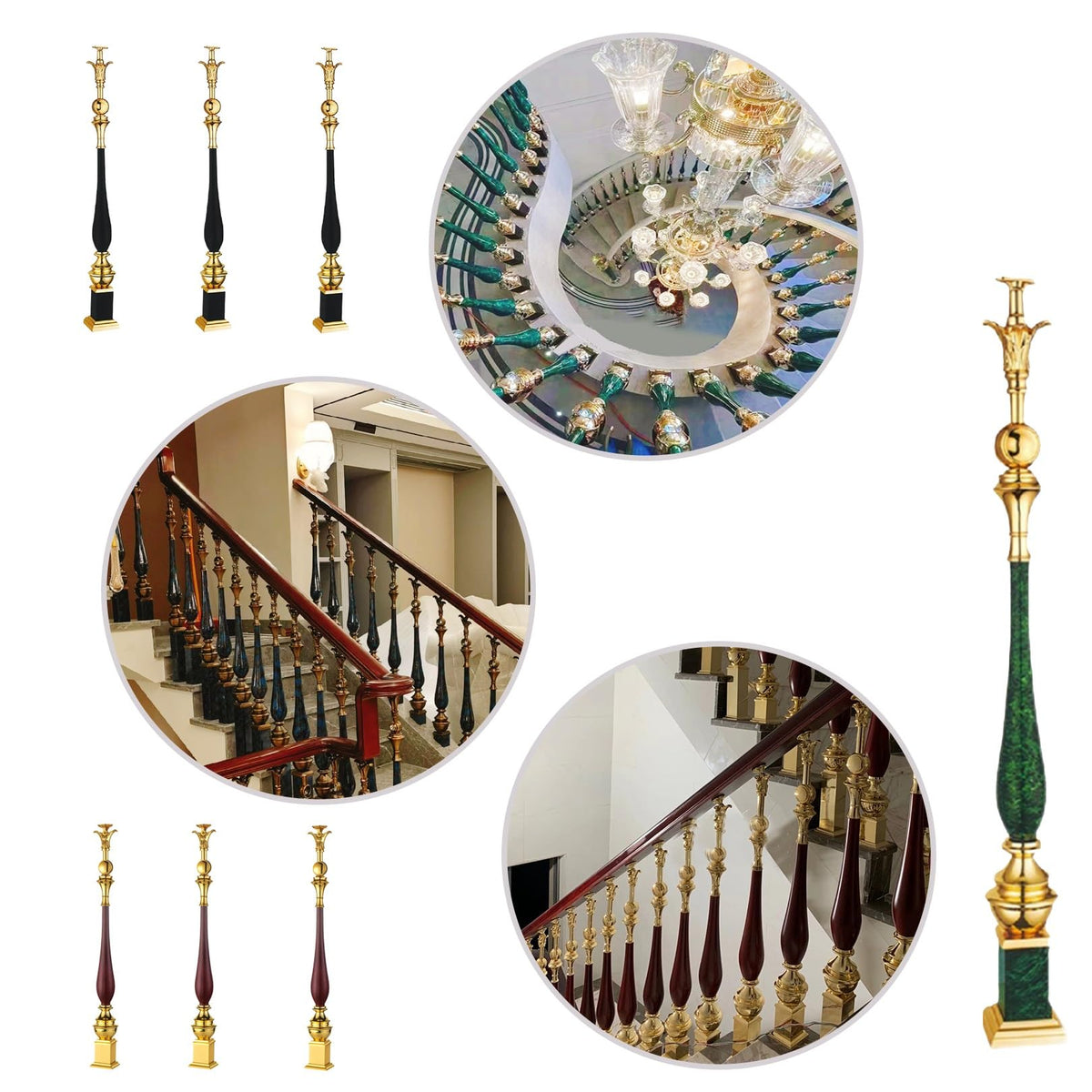 Black 6 Pack Aluminum Alloy Baluster Spindles V251