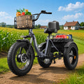 Electric Tricycle for Adults 1200W 36V 20AH Fat Tire Folding P3030