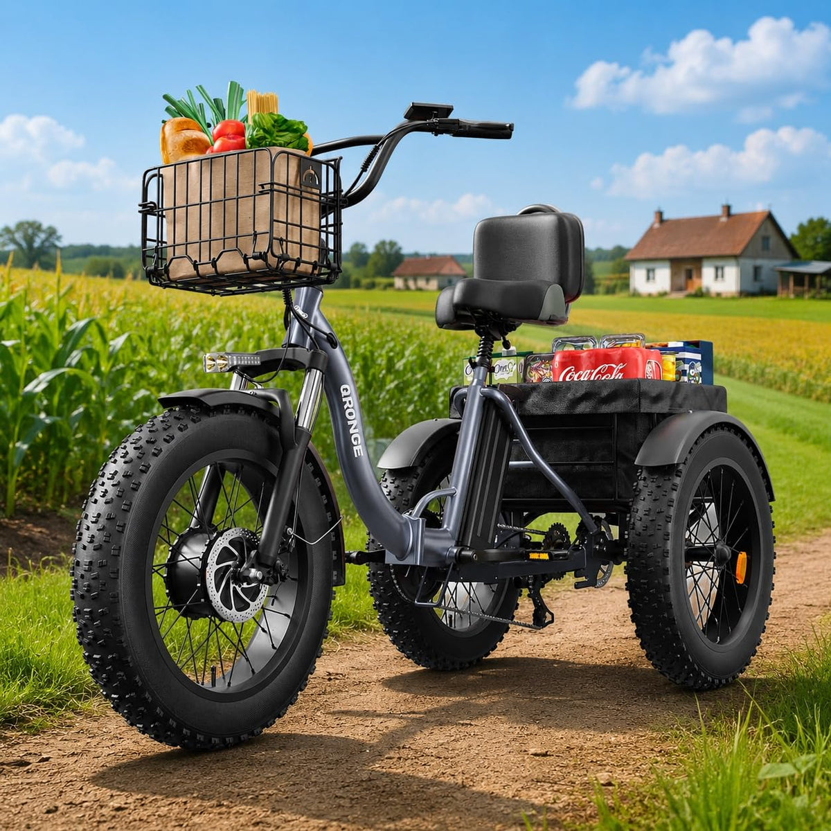 Electric Tricycle for Adults 1200W 36V 20AH Fat Tire Folding P3030