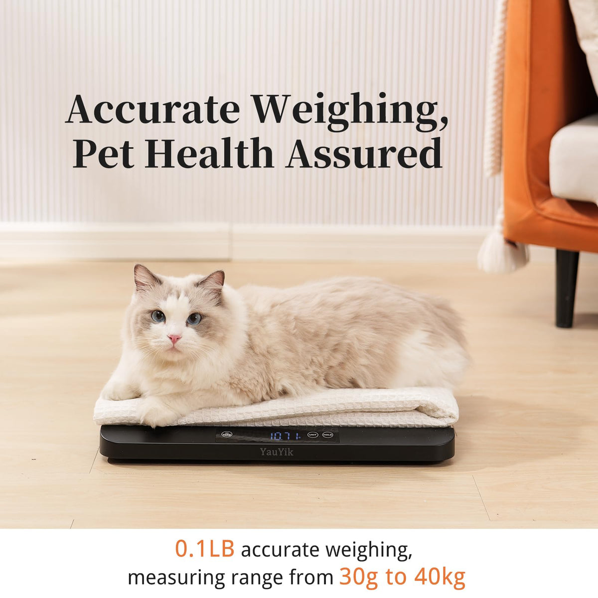 Digital Pet Scale with Non-Slip Mat, Up to 88lb, Black H526