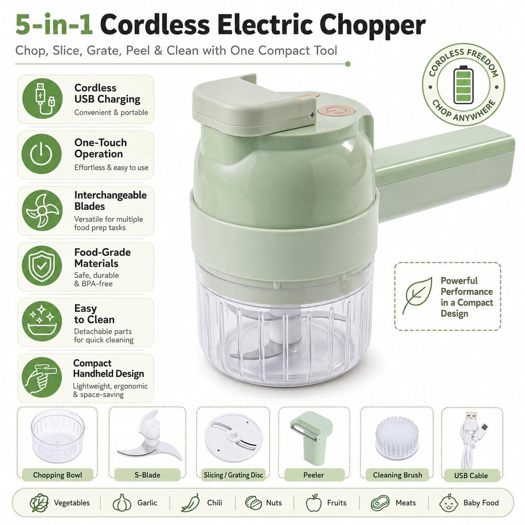 Electric 5-in-1 Handheld Vegetable Chopper Y8710