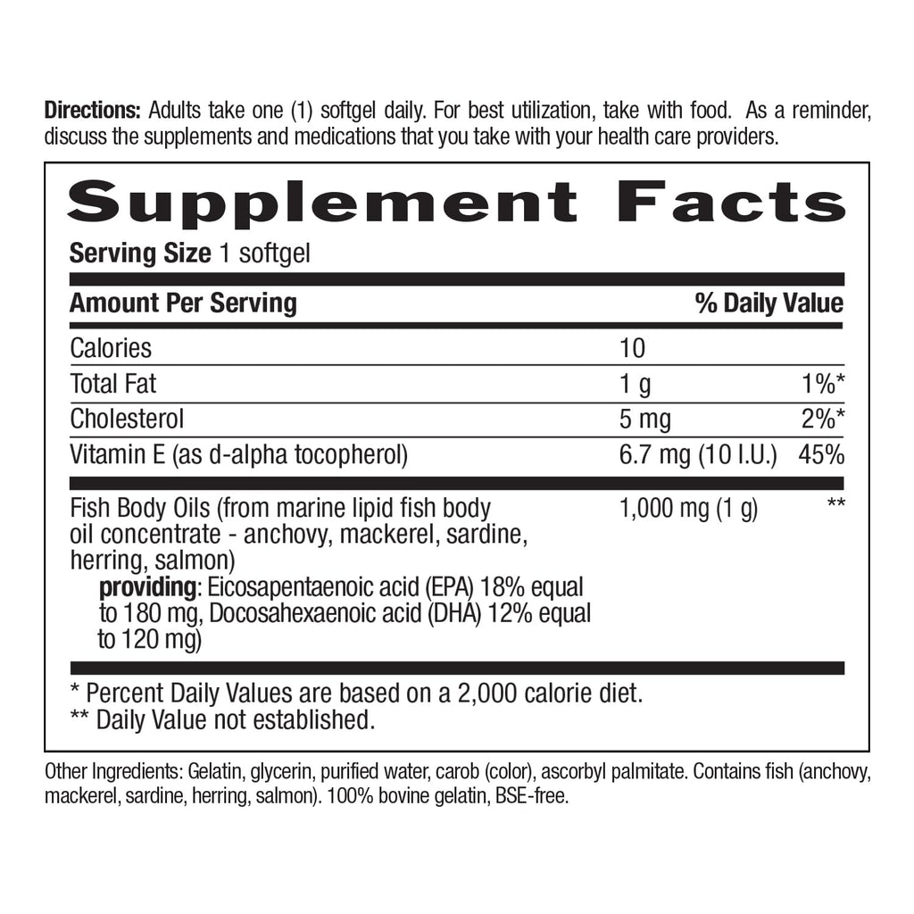 Omega-3 Fish Oil 1,000 mg 300 Softgels G252