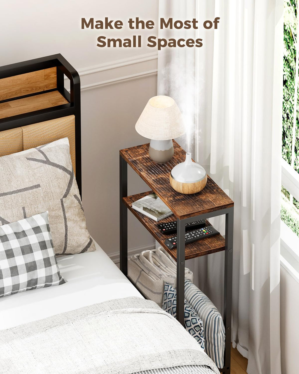 Narrow 3-Tier Wooden Side Table A102
