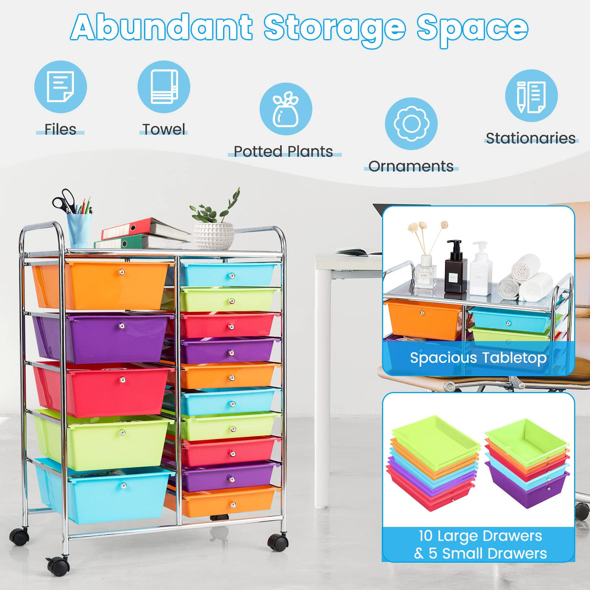 15 Drawer Rolling Storage Cart K190