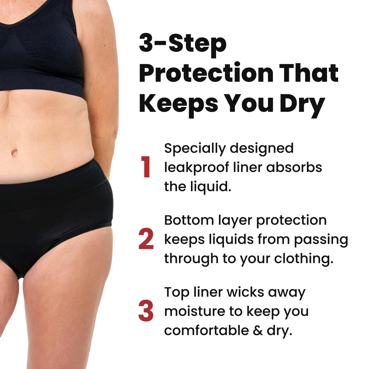 Washable Leak Proof Incontinence Underwear 3-Pack Q70499