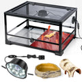 20 Gallon Reptile Terrarium Starter Kit with Heating System Thermostat UVB Light Hide Cave Feeding Dish L755180