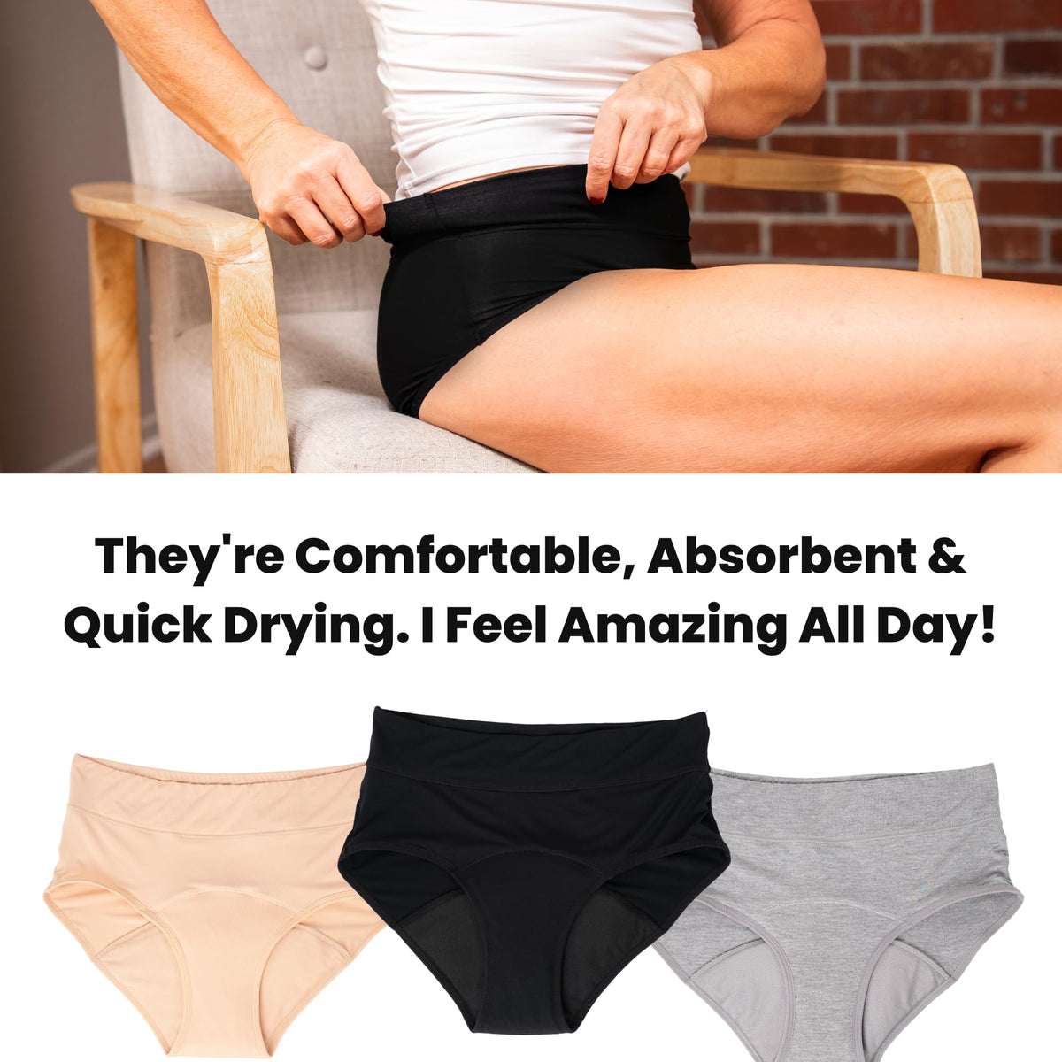 Washable Leak Proof Incontinence Underwear 3-Pack Q70499