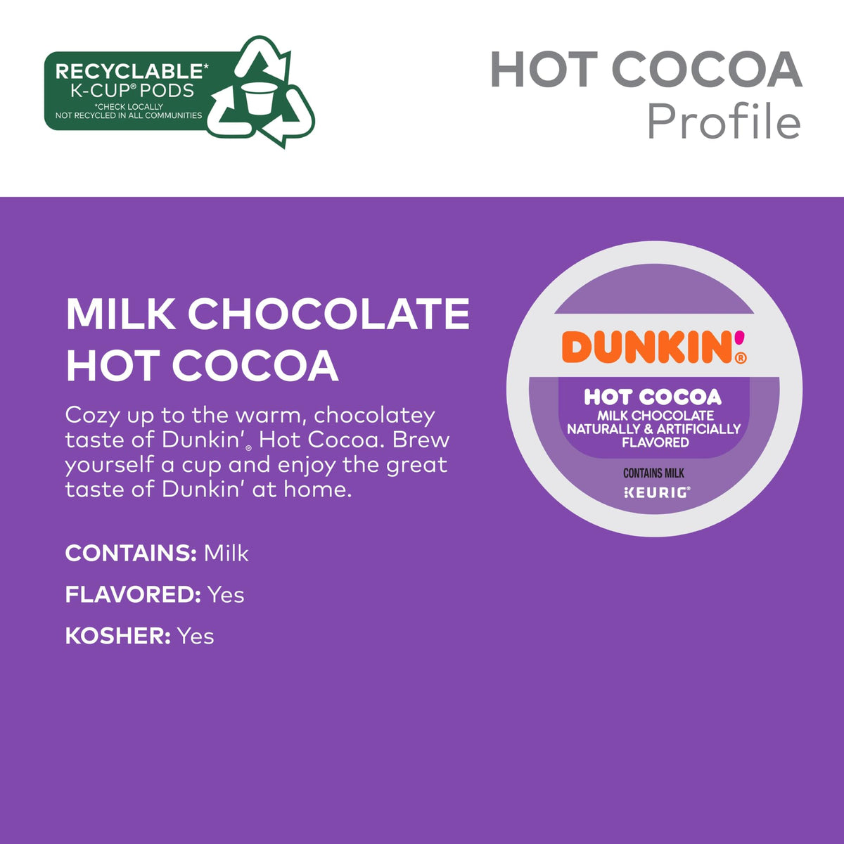 Milk Chocolate Hot Cocoa 22 Keurig Pods Z976