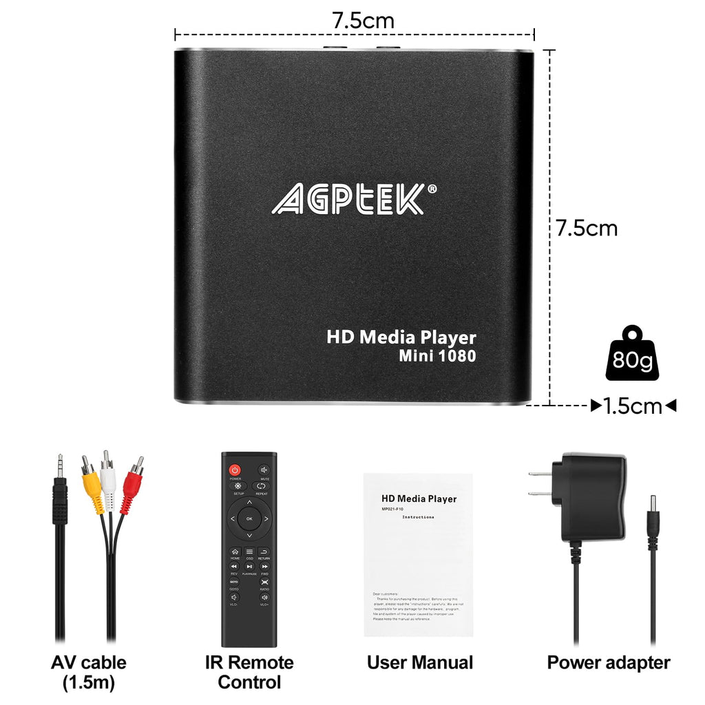 Black Mini 1080p Full-HD HDMI Digital Media Player P3225