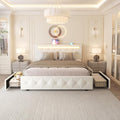 Full Size Bed Frame with LED Light and Storage Drawers L5763