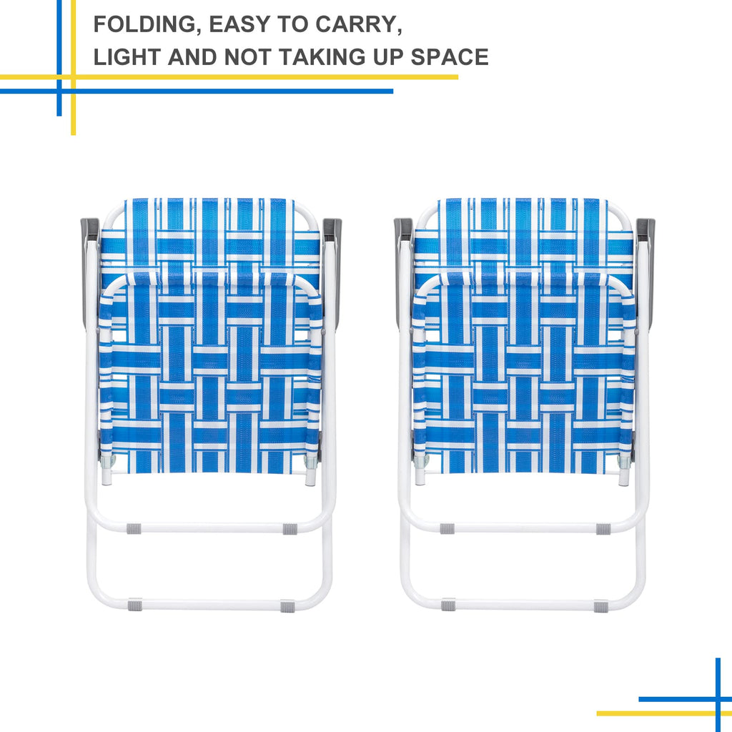 Set of 2 Blue & White Webbed Folding Chairs D6693