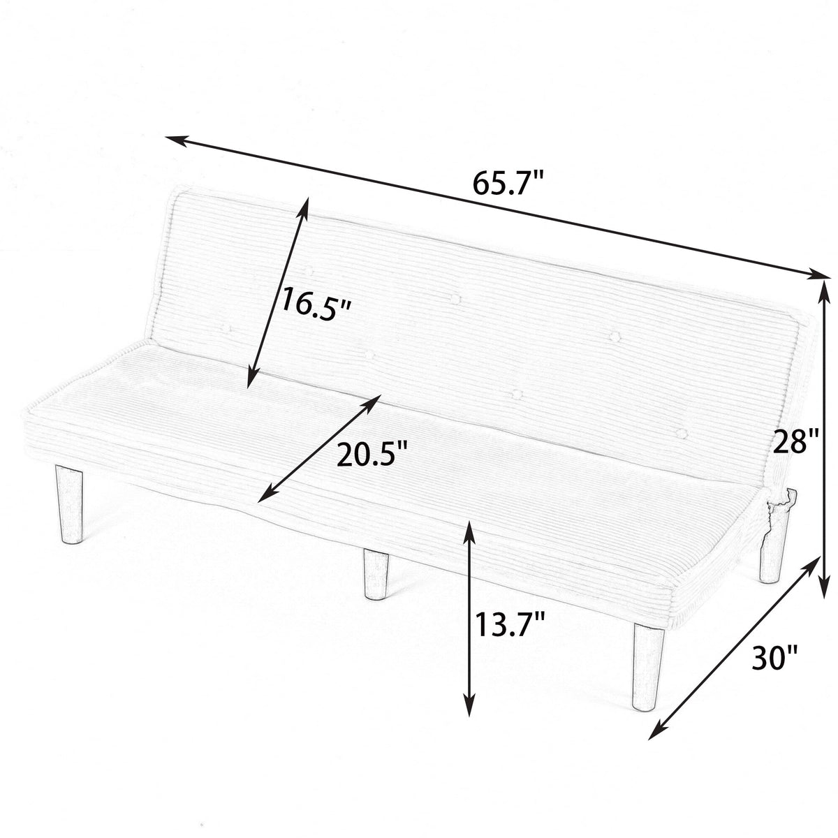 Corduroy Convertible Futon Sofa Bed U316274