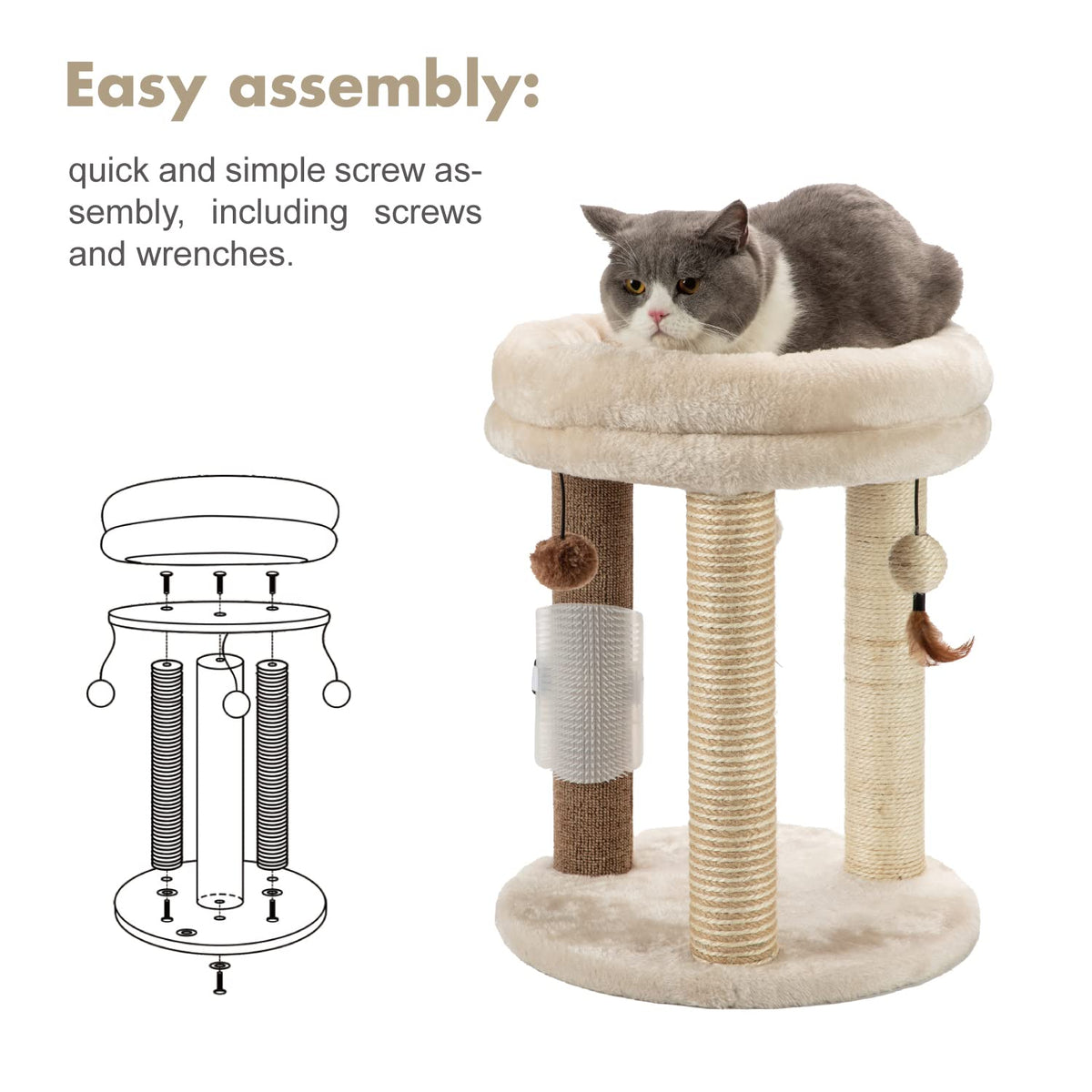 Small Cat Tree with Scratching Post and Soft Bed L866849