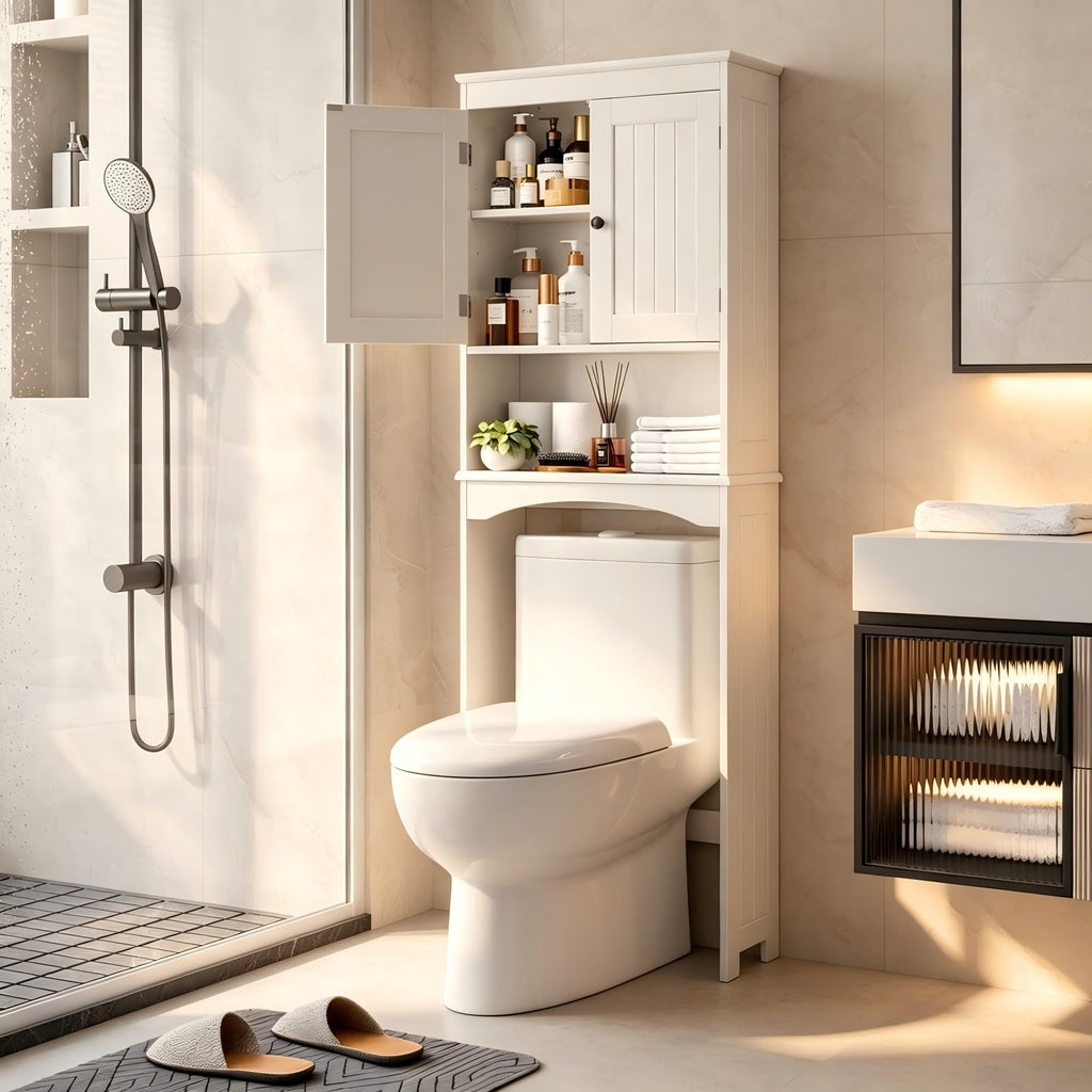Over The Toilet Storage Cabinet with Open Shelf White Z225