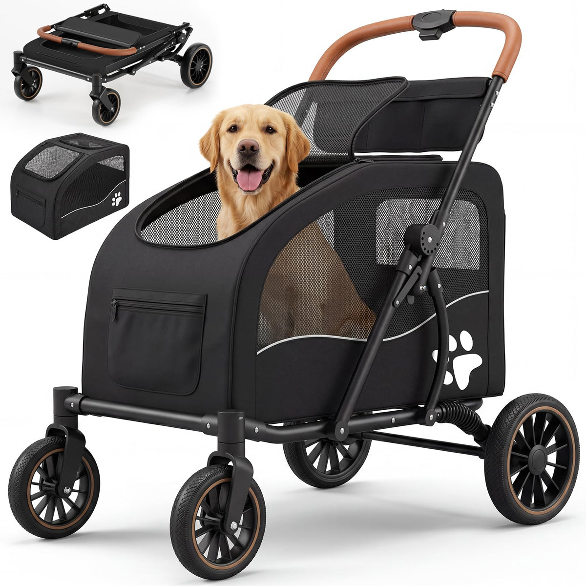 Foldable Dog Stroller for Large Dogs up to 110lbs I7897