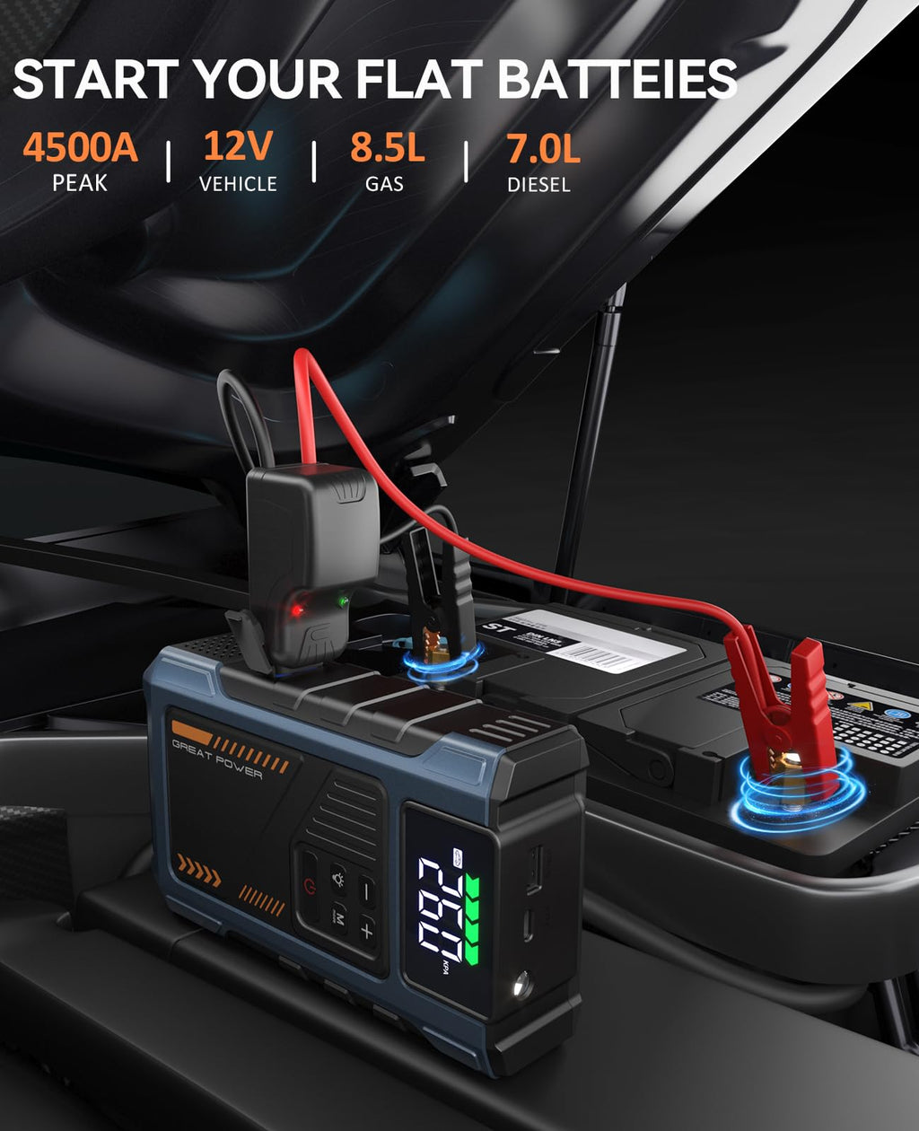 4500A 12V Jump Starter with Air Compressor 150PSI G302