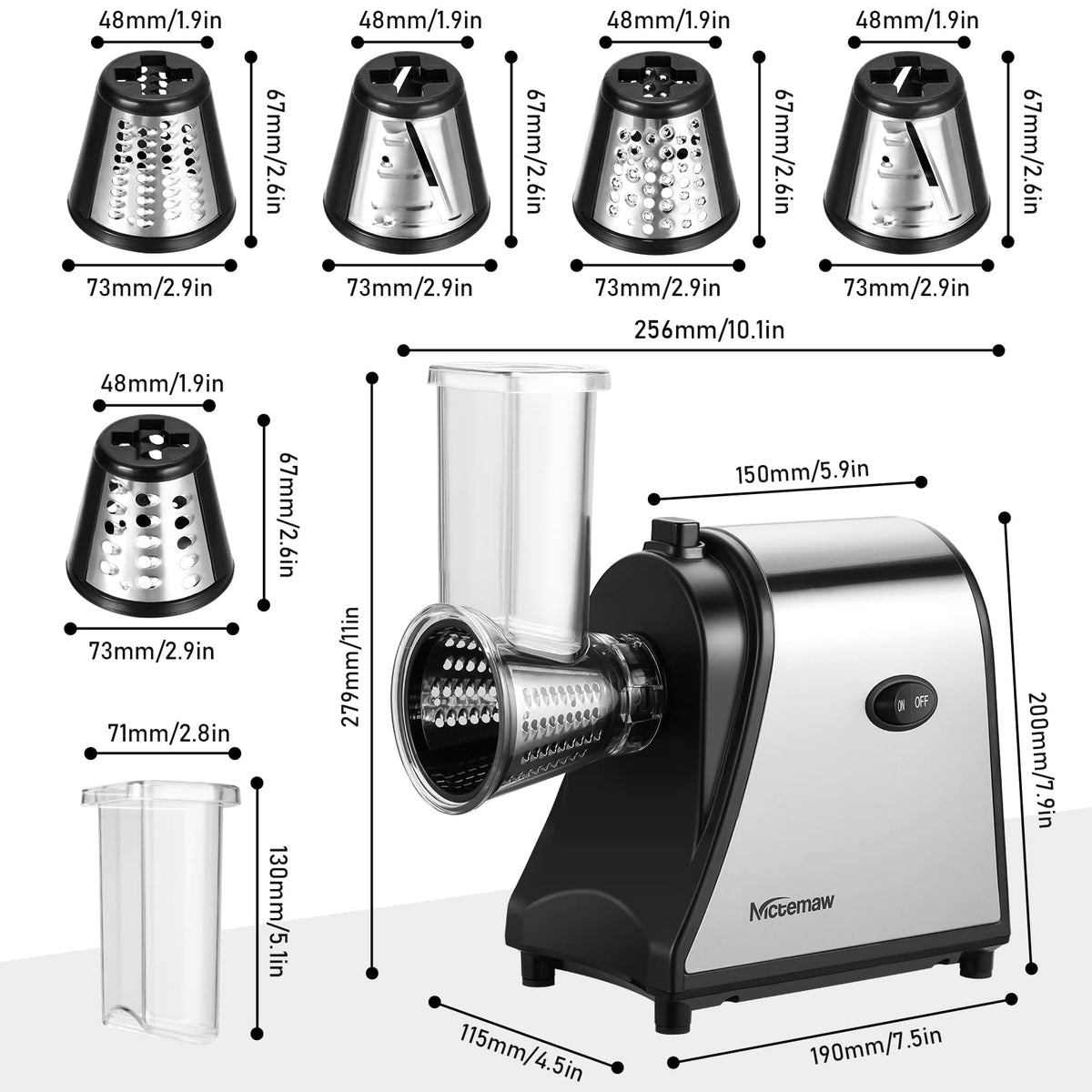 Electric Vegetable Cutter 500 W with 5 Cutting Drums L812