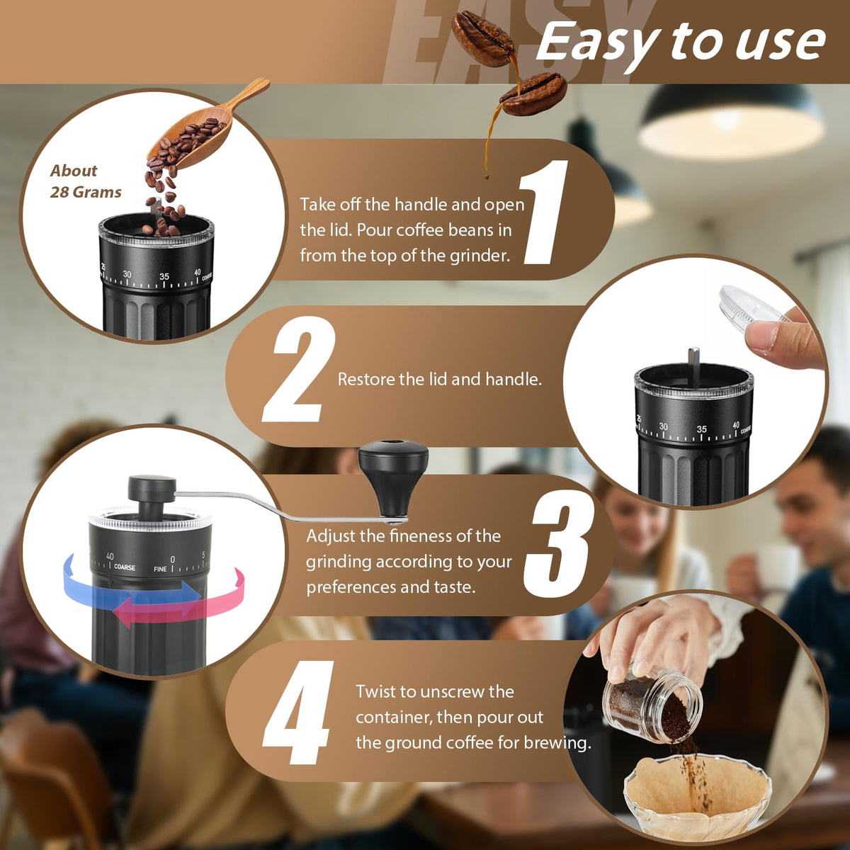 Manual Coffee Grinder with Ceramic Conical Burr N2264