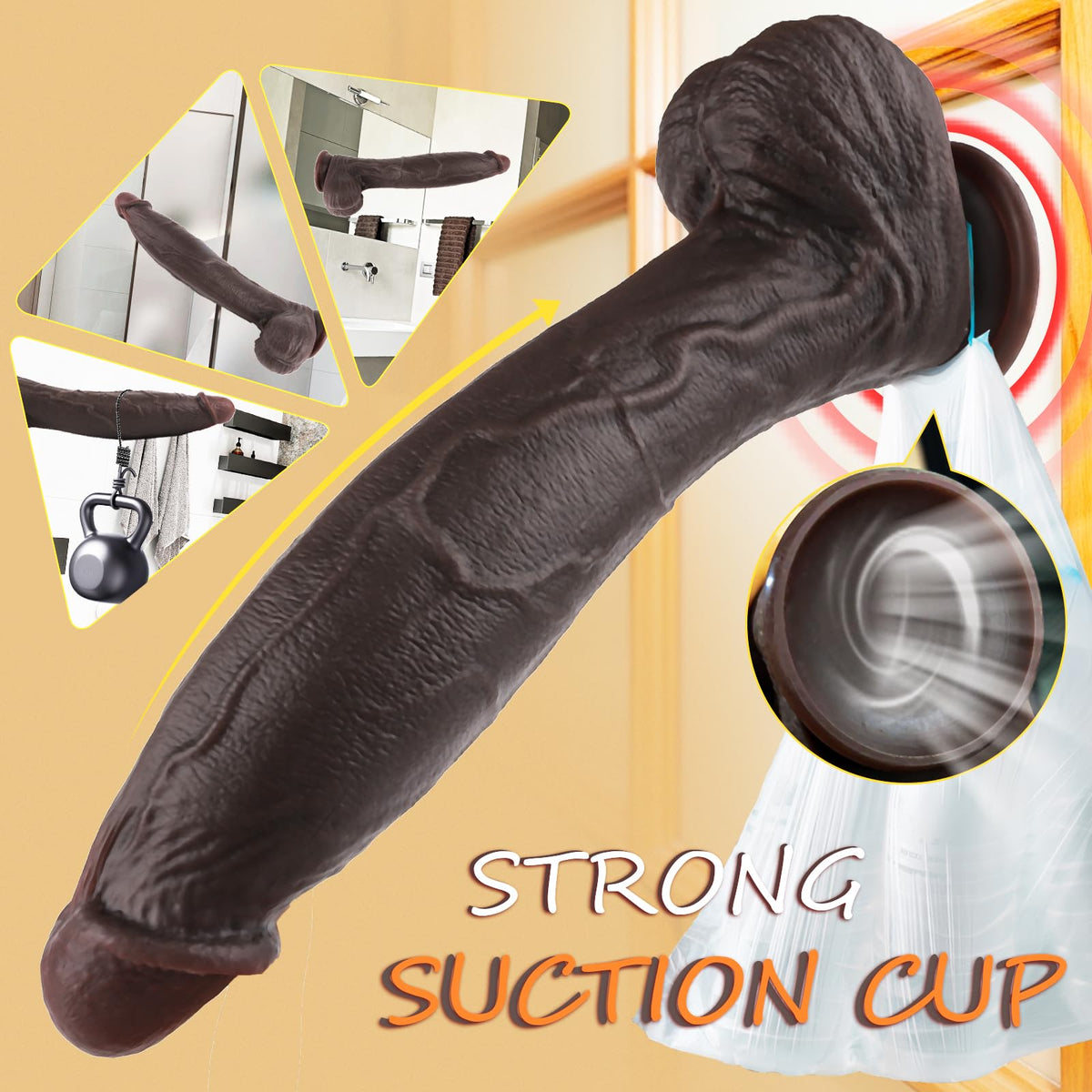 11.6 Inch Black Silicone Dildo N646335