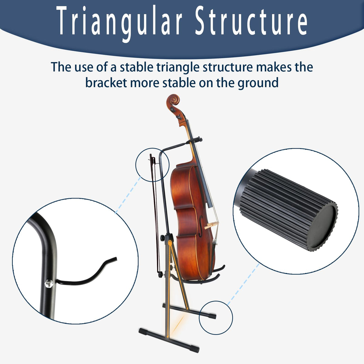 Double Bass Stand, Sturdy and Portable Upright Bass, Black A43268